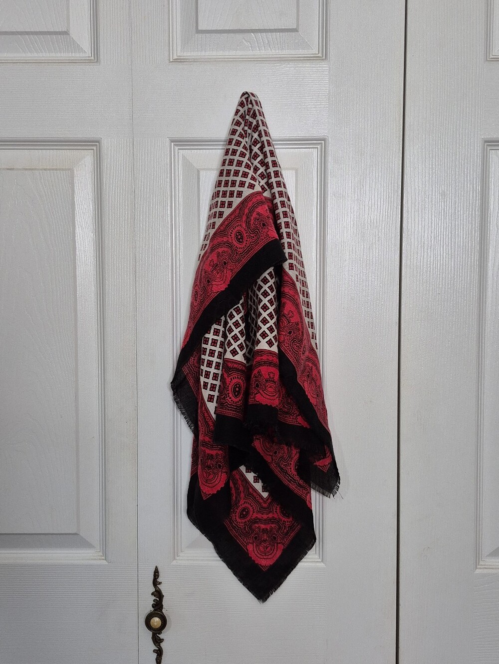 Vintage glentex acrylic paisley square scarf with fringe